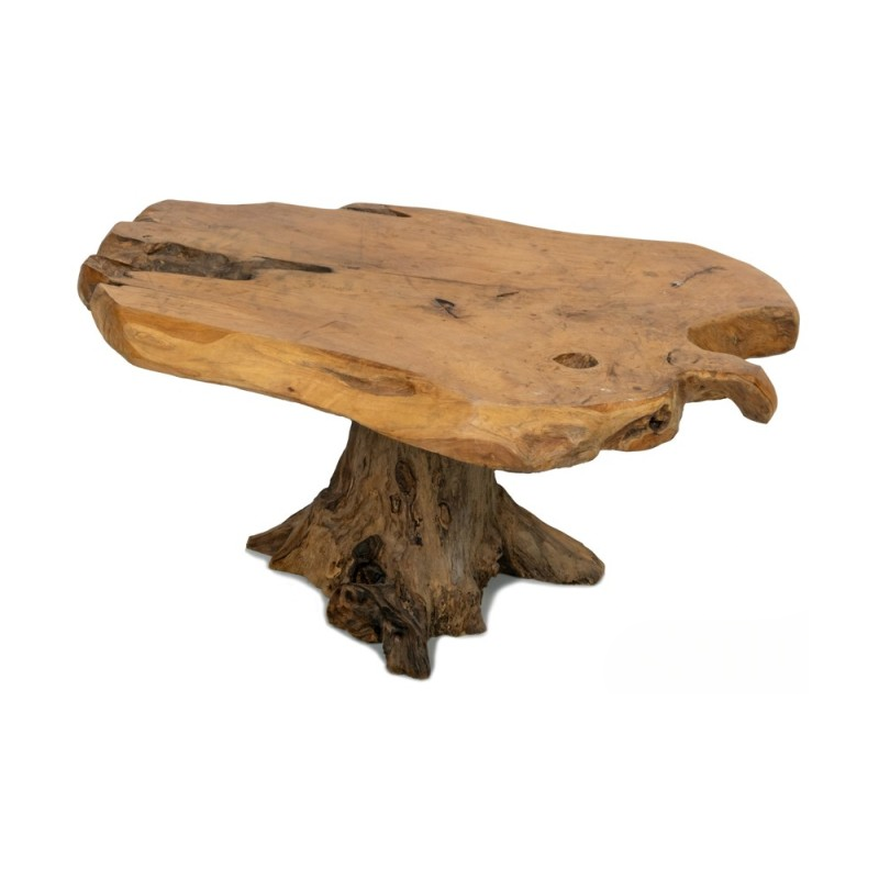 Table basse en bois racine de teck naturel - 70x90x45 cm