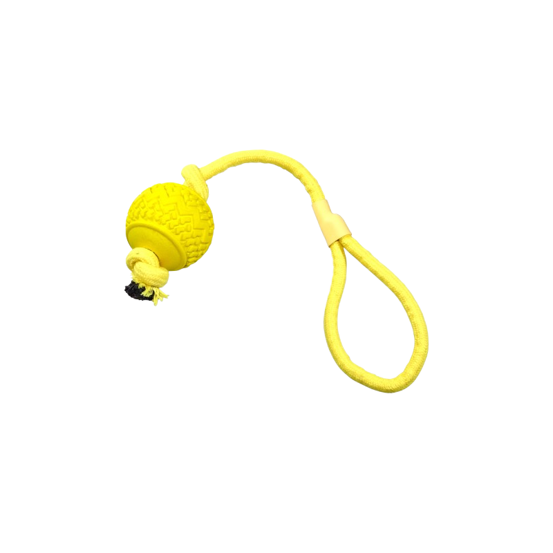 Jouet pour Chien Balle + Corde Jaune 45cm - Vadigran