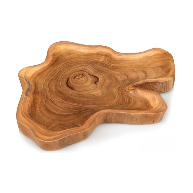 Assiette en Bois Teck Naturel 44x35x3cm - Giganterra