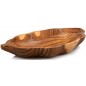 Plat A Sauce en Forme de Feuille en Bois Teck - 20x30x4cm - Gigenterra