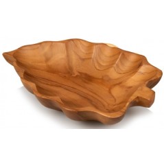 Plat en Forme de Feuille en Bois Teck 20x15x4cm - Giganterra à 13,95 € - Giganterra - G02-03069 - Décoration naturelle