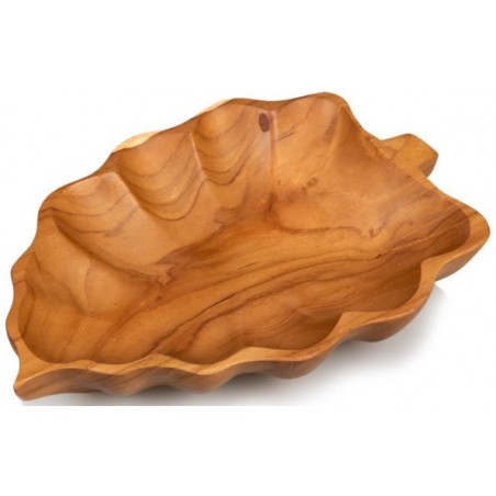 Plat en Forme de Feuille en Bois Teck 20x15x4cm - Giganterra