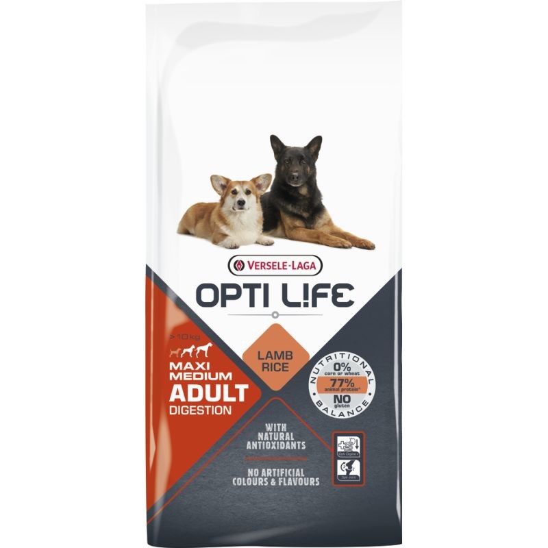 Adult Digestion Medium & Maxi - chiens grands & moyens - Agneau 2,5kg - Opti Life