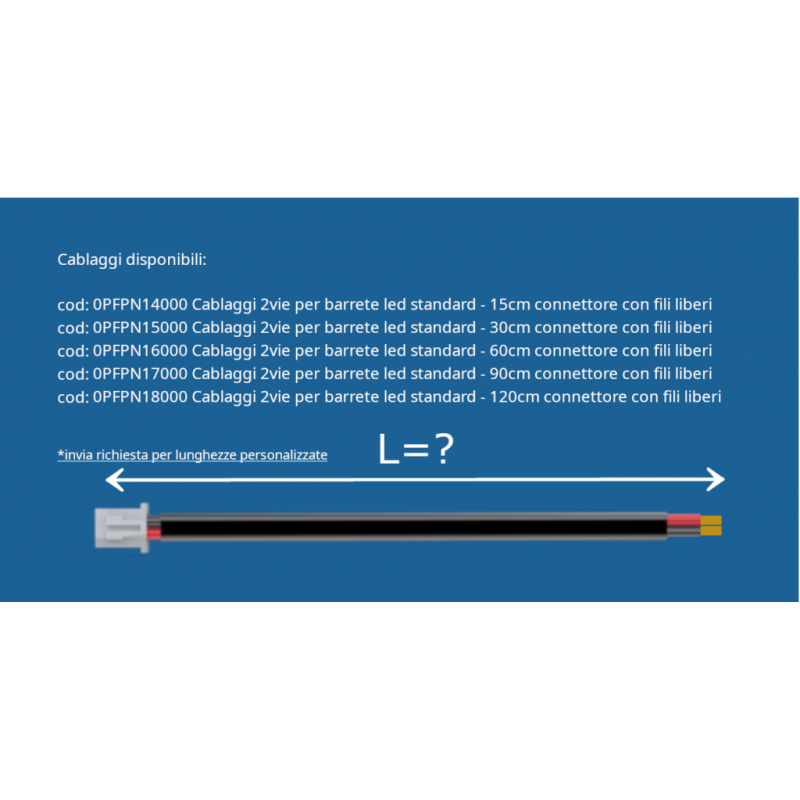 Câblage 2 voies pour barres LED standards Connecteurs de 30 cm avec Fils Libres - Season Generator