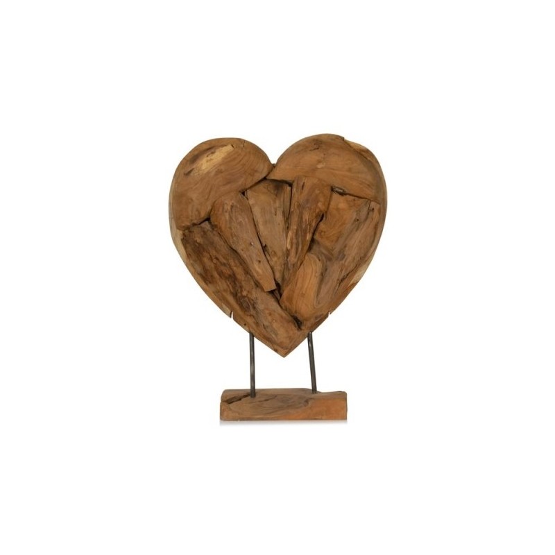 Bois Teck Déco Coeur 45 cm X H 53 cm - Giganterra