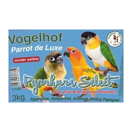 Graines Pyrrhura Select Sans Pellets - 3 kg à 30,95 € - Vogelhof - Parrots & Toys - V194 - Grandes Perruches