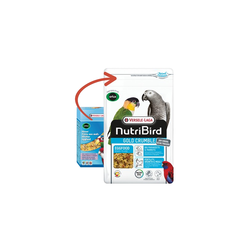 NutriBird Gold Crumble Grandes Perruches et Perroquets - 800gr