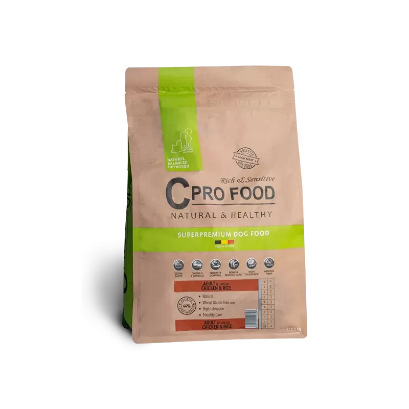 Adult All Breeds au poulet et riz - Croquettes pour les chiens adultes 2,5kg - C PRO FOOD