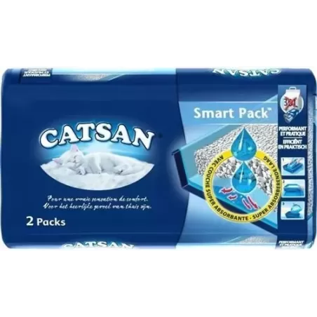 Litière et Sac Prêt a Poser Pour chat Smartpack 2 x 4 l - CATSAN à 13,50 € - Catsan - 207239 - Catsan