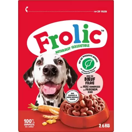 Croquettes avec bœufs, carottes et céréales 2,6kg - Frolic à 13,99 € - Frolic - 467538 - Frolic