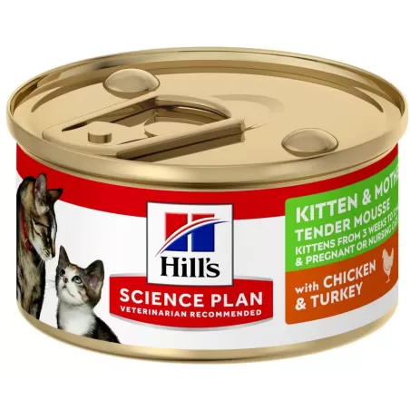 Mousse pour Chaton et Chatte gestante ou allaitante - au Poulet et à la Dinde 85gr - Hill's à 1,95 € -  - 608072 - Accueil