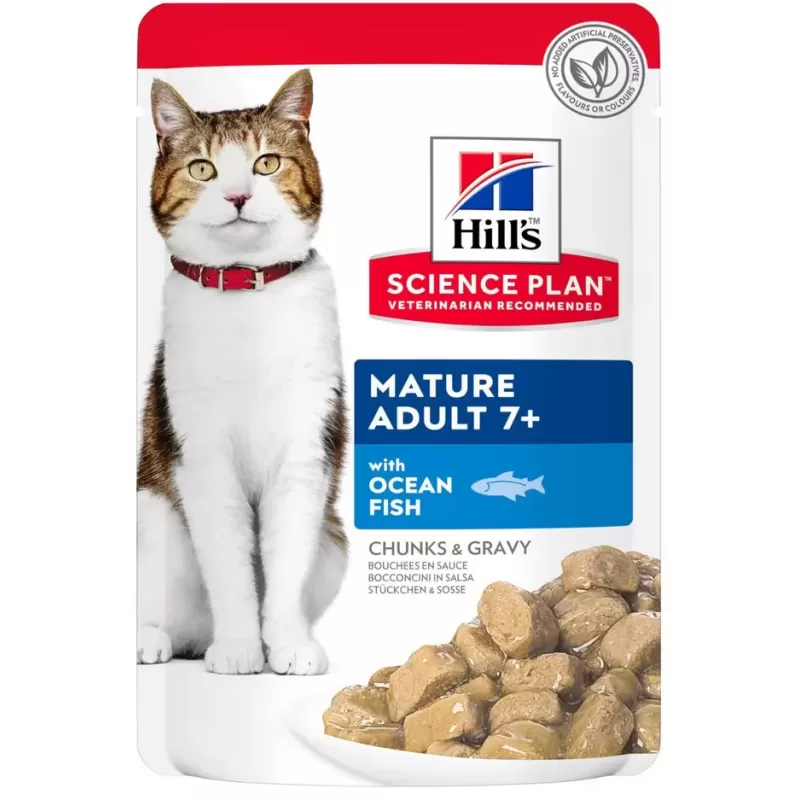 Aliment pour Chat Adulte Mature au Poisson de Mer- sachet repas - 85gr - Hill's