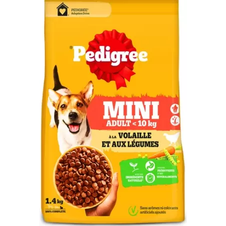 Croquettes Adult Mini Volaille et Légumes 1,4kg - Pedigree à 6,99 € - Pedigree - 459122 - Pedigree