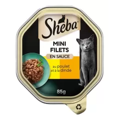 Mini Filets Barquette En Sauce Au Poulet & À La Dinde 85gr - Sheba à 1,09 € - Sheba - 363654 - Sheba