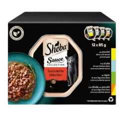 Pâtée Sélection Mix Volaille, Truite & Lapin avec Légumes en Sauce 12x85g - Sheba à 10,29 € - Sheba - 460867 - Sheba