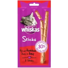 Sticks Friandises Riche En Boeuf 3 Sticks 18gr - Whiskas à 1,99 € - Whiskas - 238459 - Whiskas