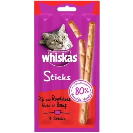 Sticks Friandises Riche En Boeuf 3 Sticks 18gr - Whiskas à 1,99 € - Whiskas - 238459 - Whiskas