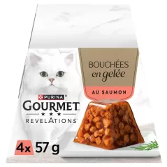 Bouchées en Gelée pour Chat au Saumon Avec Morceaux 4x57gr - Gourmet à 3,99 € - Purina - 12597938 - Purina