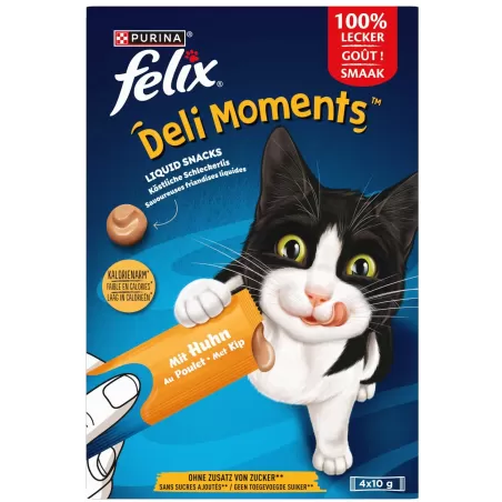 Deli Moments friandises liquides pour chat Saveur Poulet 4x10gr -  FELIX