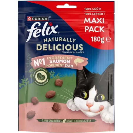Naturally Delicious Snack pour Chats Au Saumon et épinards 180g - Felix à 5,19 € - Purina - 12578572 - Felix