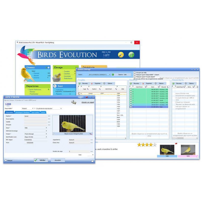 Logiciel d'élevage Birds Evolution Pro Standard Edition