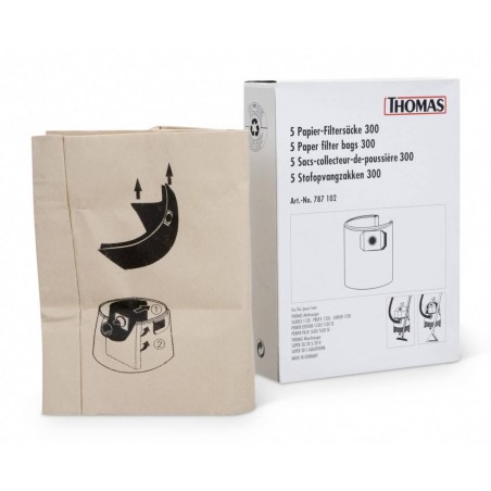 Sac en papier 300 par 5 pièces pour aspirateur Thomas 1630 à 29,65 € - Thomas - 90005333 - Divers