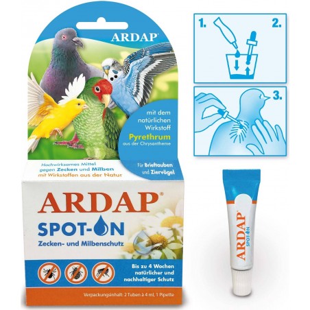 Ardap Spot-On protège contre les poux chez les oiseaux 2x4ml - Quiko