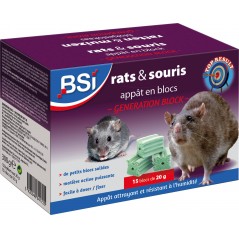 Génération blocs, Appât en blocs pour rats et souris - 15x20gr - BSI à 15,50 € - BSI - 64172 - BSI