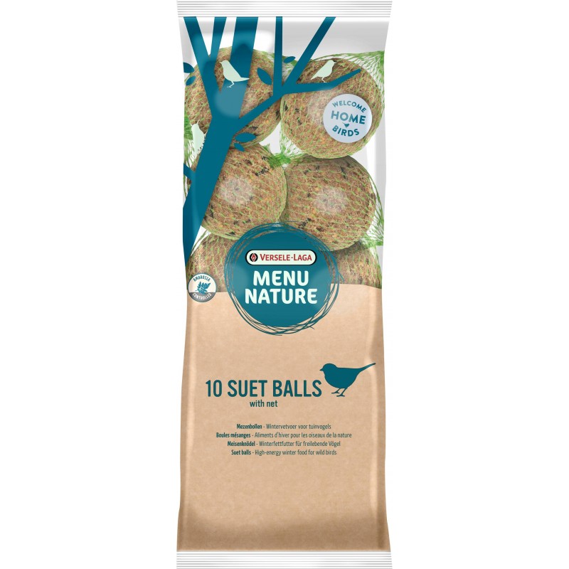 Menu Nature 10 Suet Balls, boules mésanges - aliment d'hiver gras pour les oiseaux de la nature