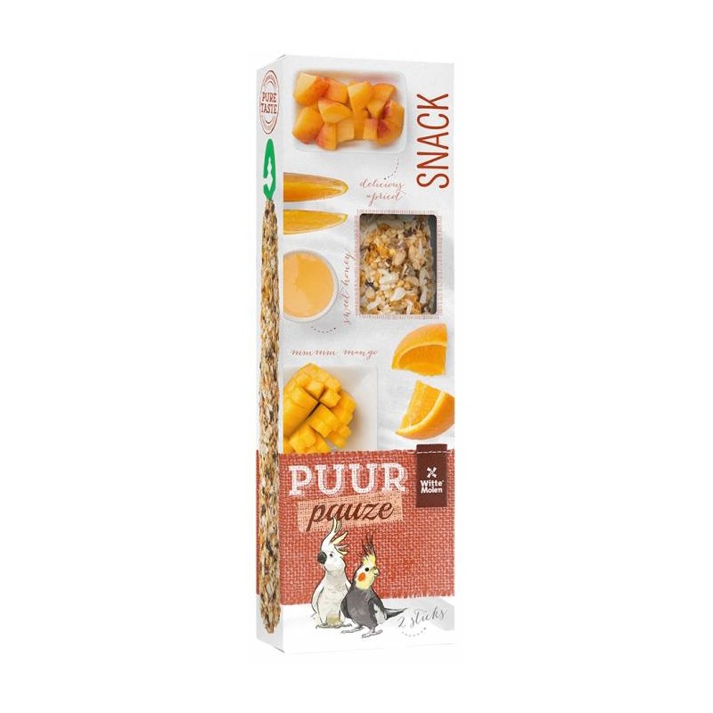 Puur Pauze Sticks Grande Perruche & Cacatoès fruits & miel 140gr - Witte Molen