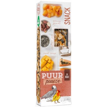Puur Pauze Sticks Inséparables et Perroquets Papaye et Coco 140gr- Witte Molen à 4,05 € - Witte Molen - 654889 - Snacks